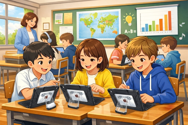 iPadで勉強している子供達